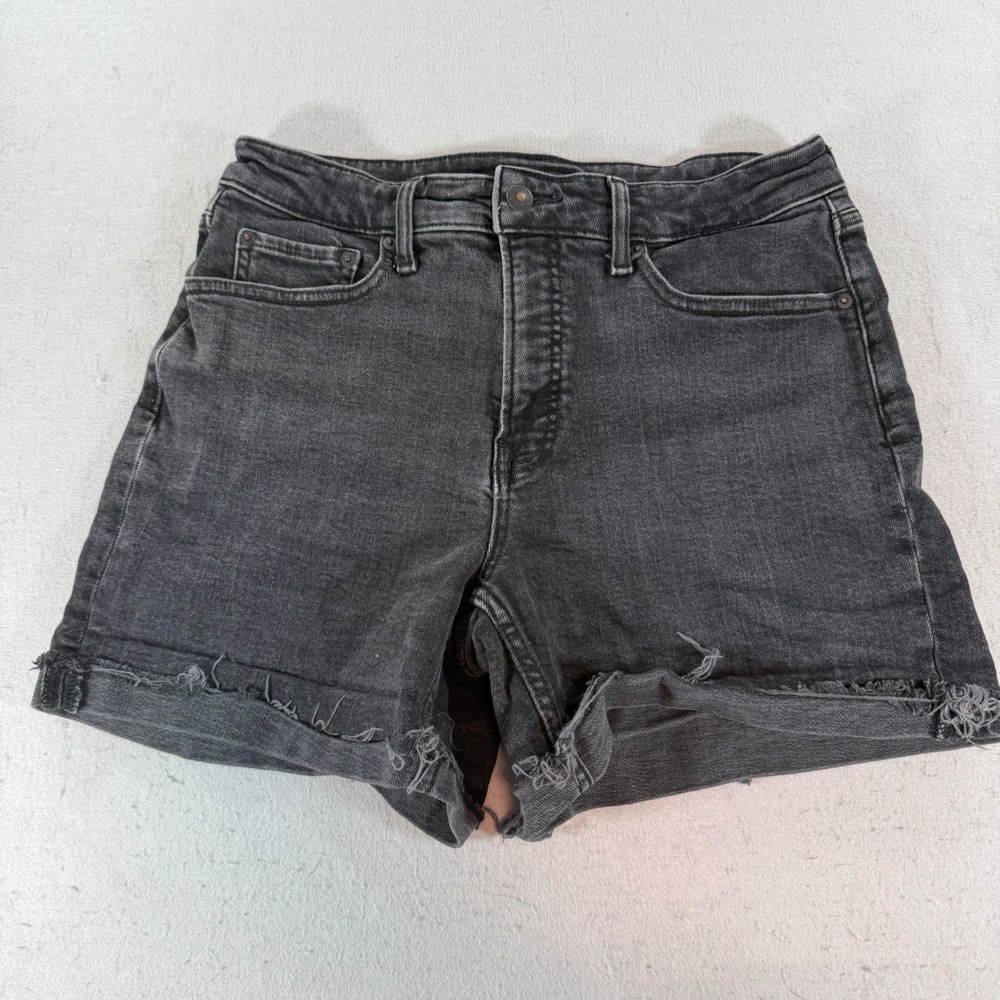 Free Assembly High Rise Raw Hem Black Denim Shorts‎ Women 8